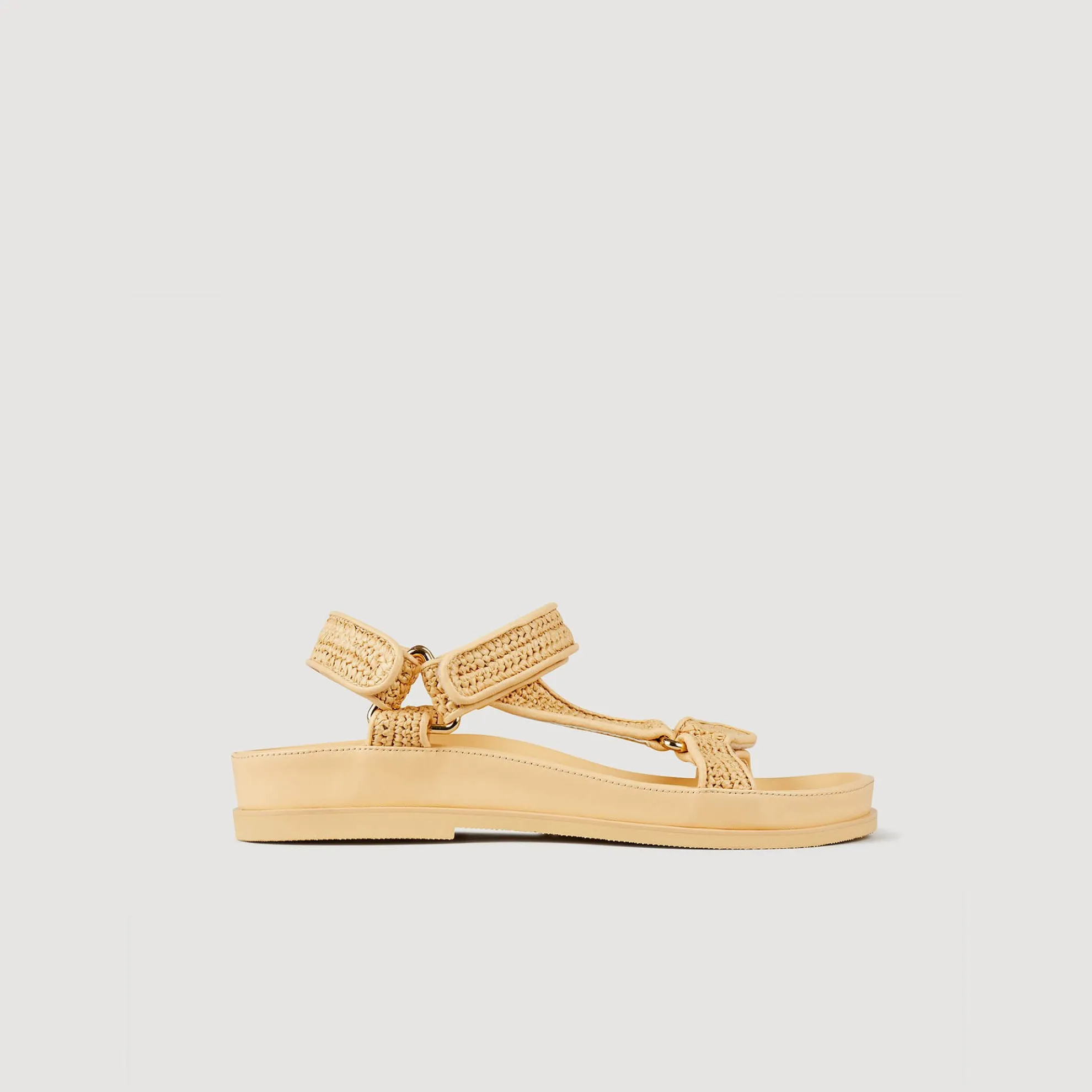 Sandalen Van Raffia Met Platte Zolen
