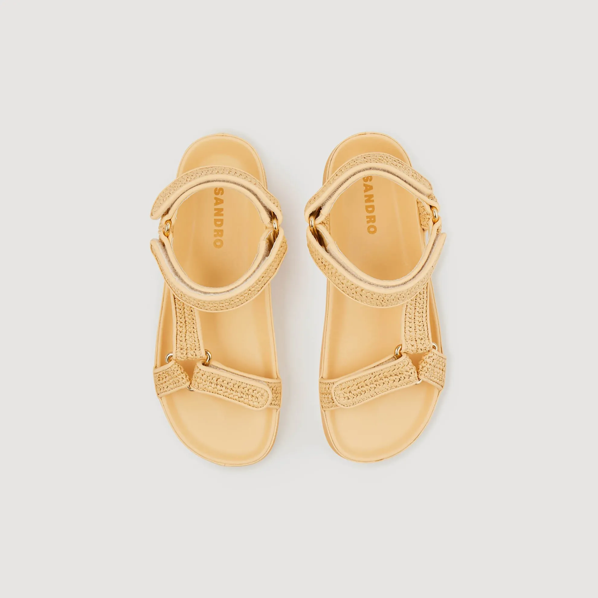 Sandalen Van Raffia Met Platte Zolen
