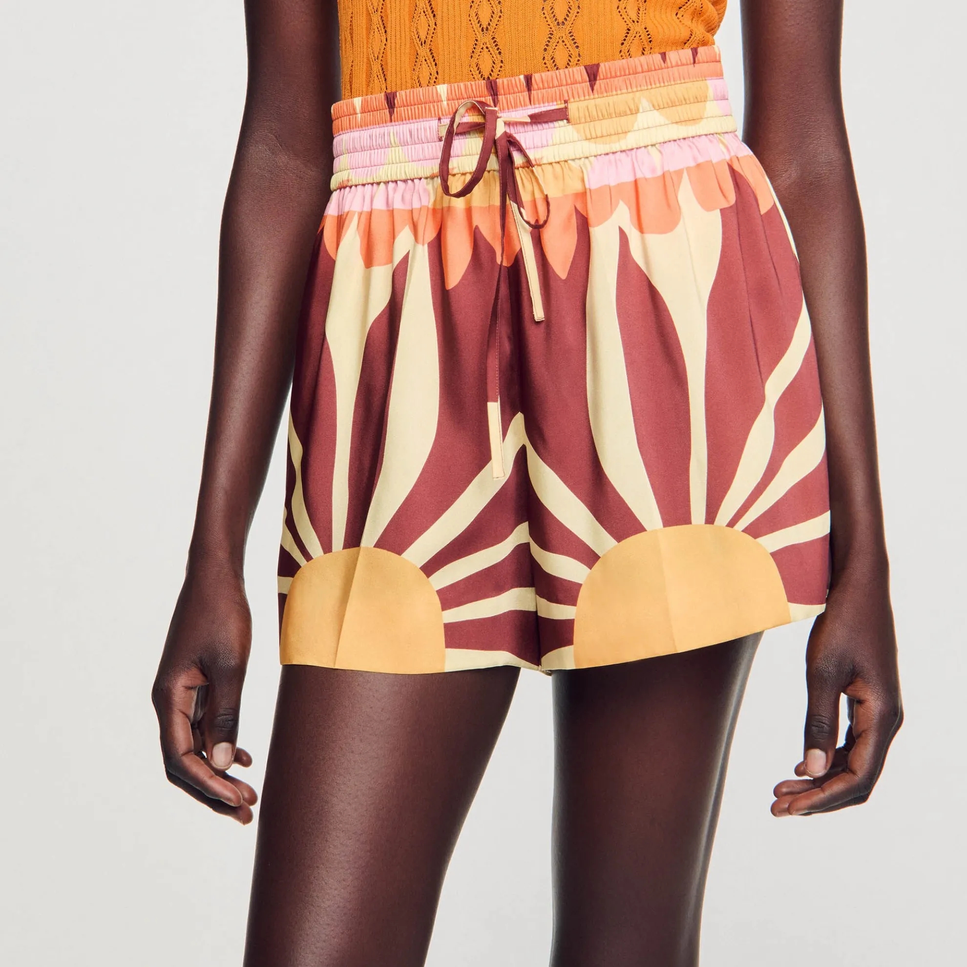 Satijnen Short Met Print