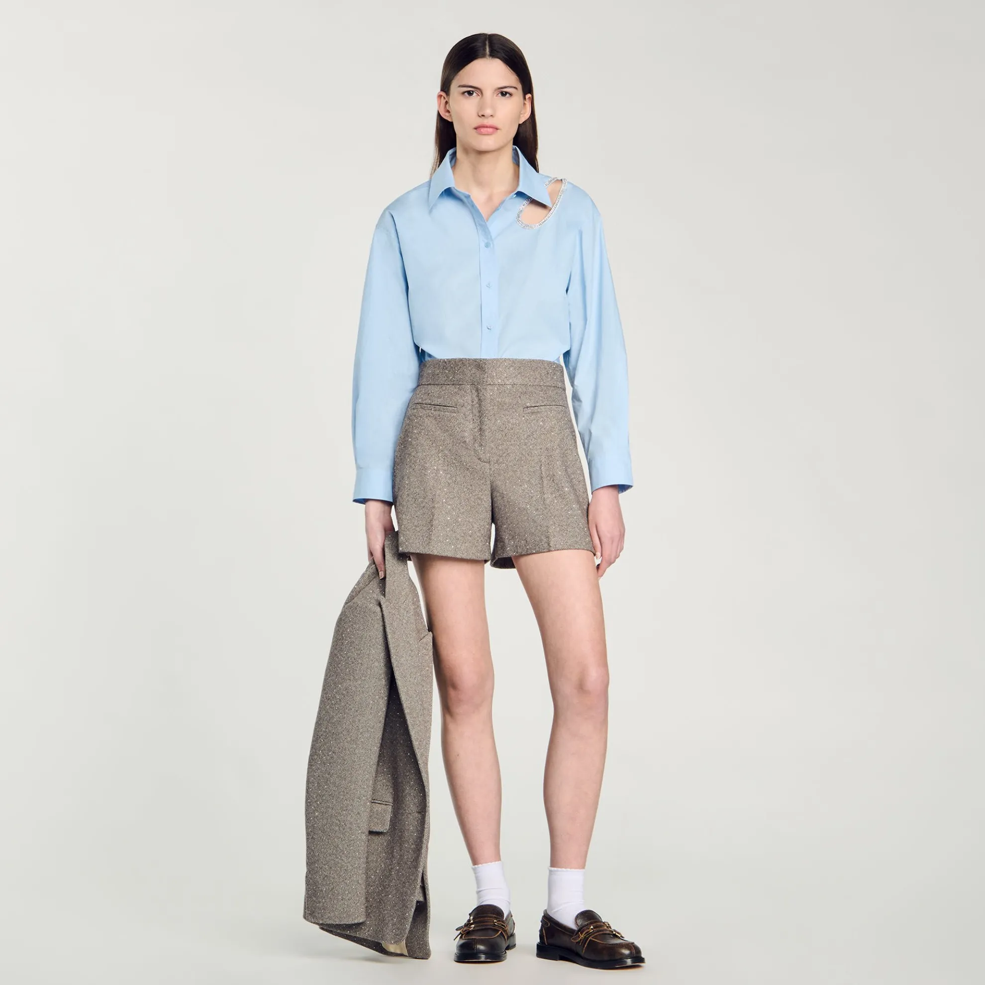 Short à Motifs Chevrons Orné De Strass