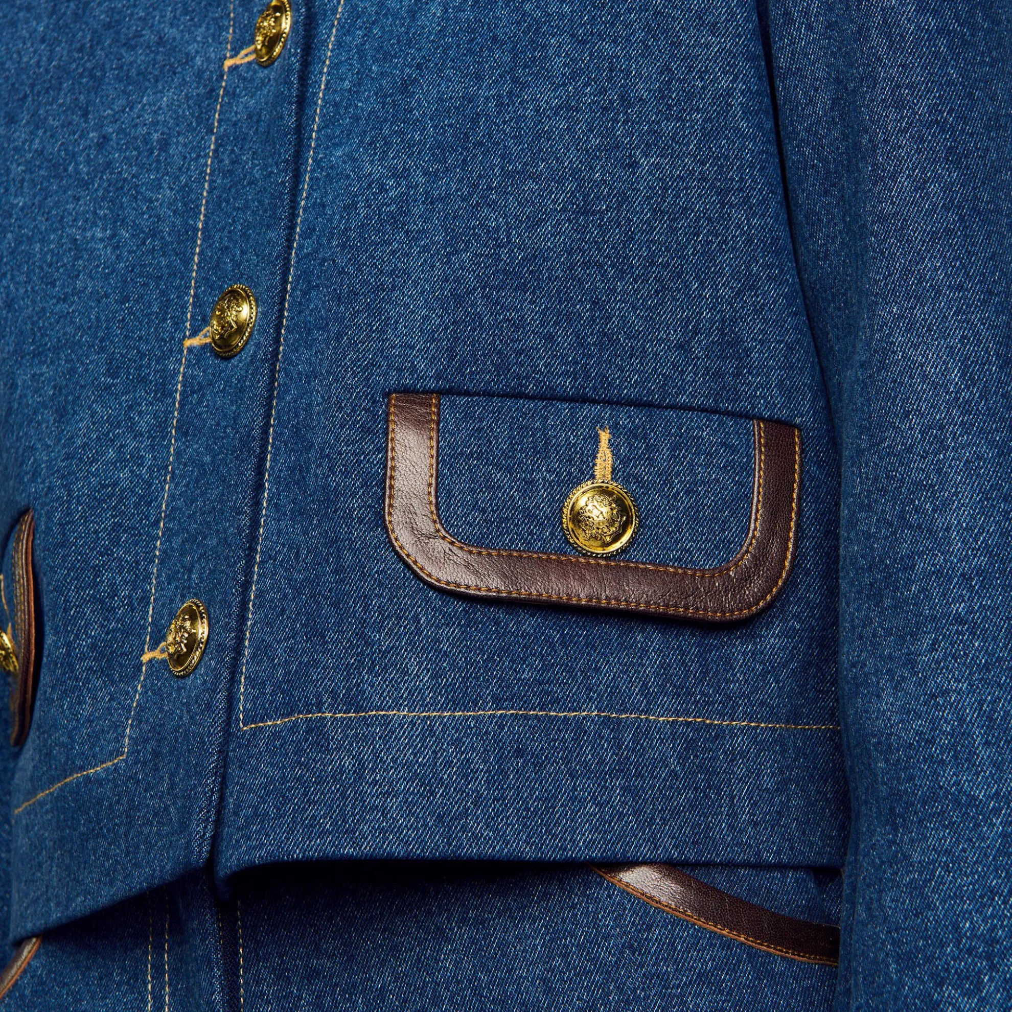 Spijkerjack Met Leren Kraag