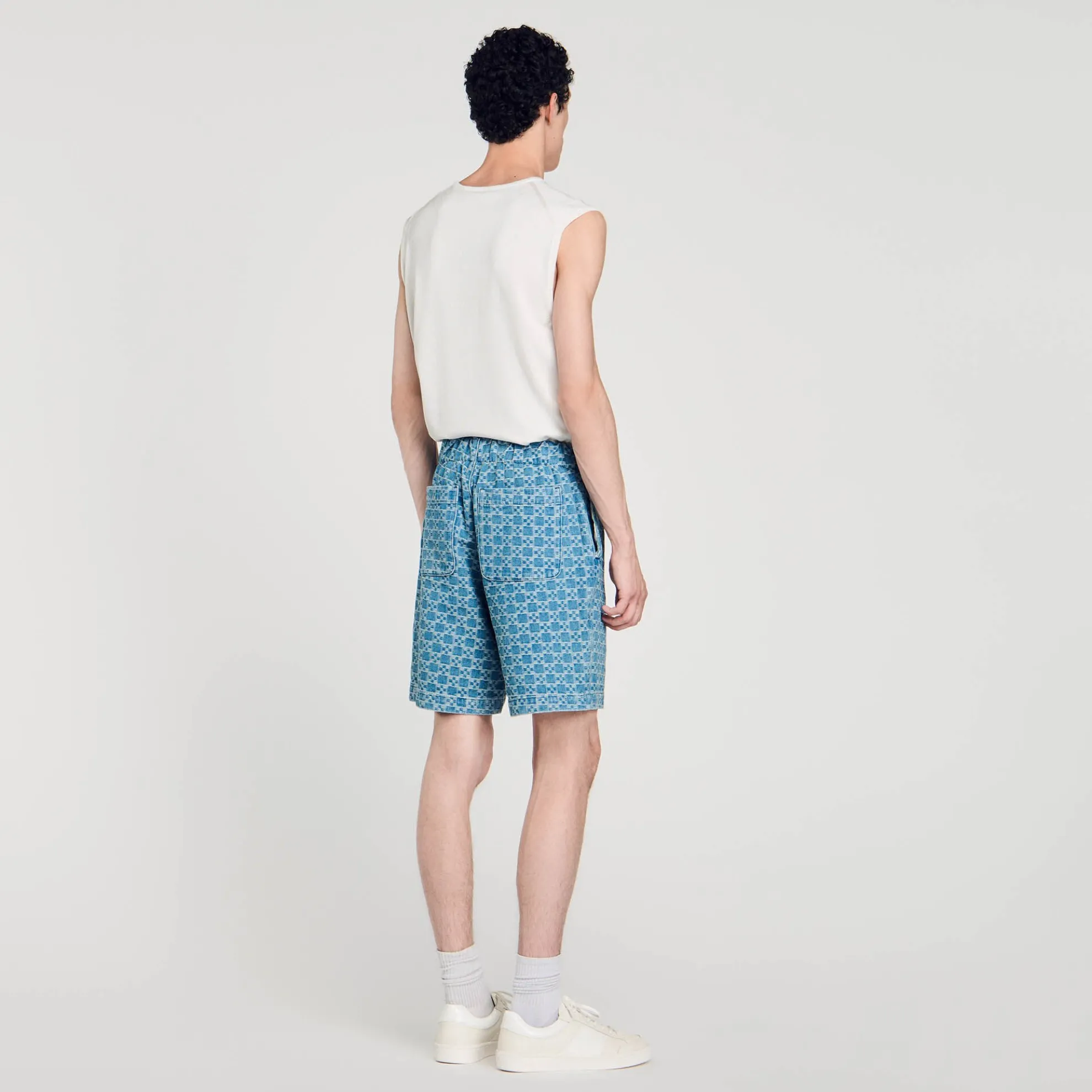 Square Cross Denim Bermuda Short