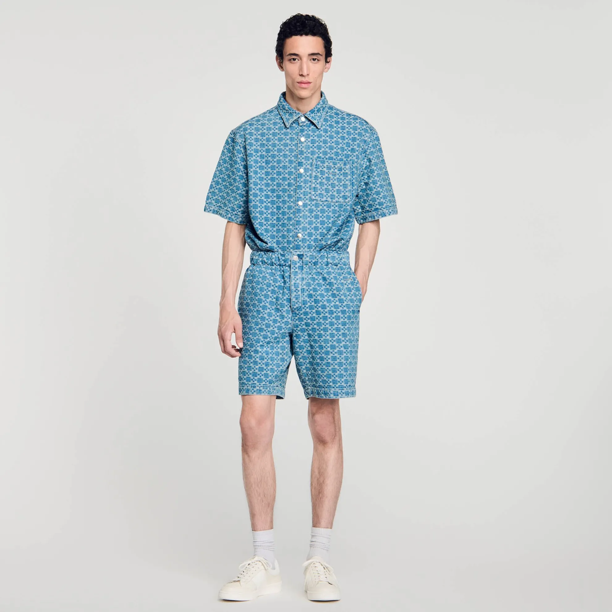 Square Cross Denim Bermuda Short