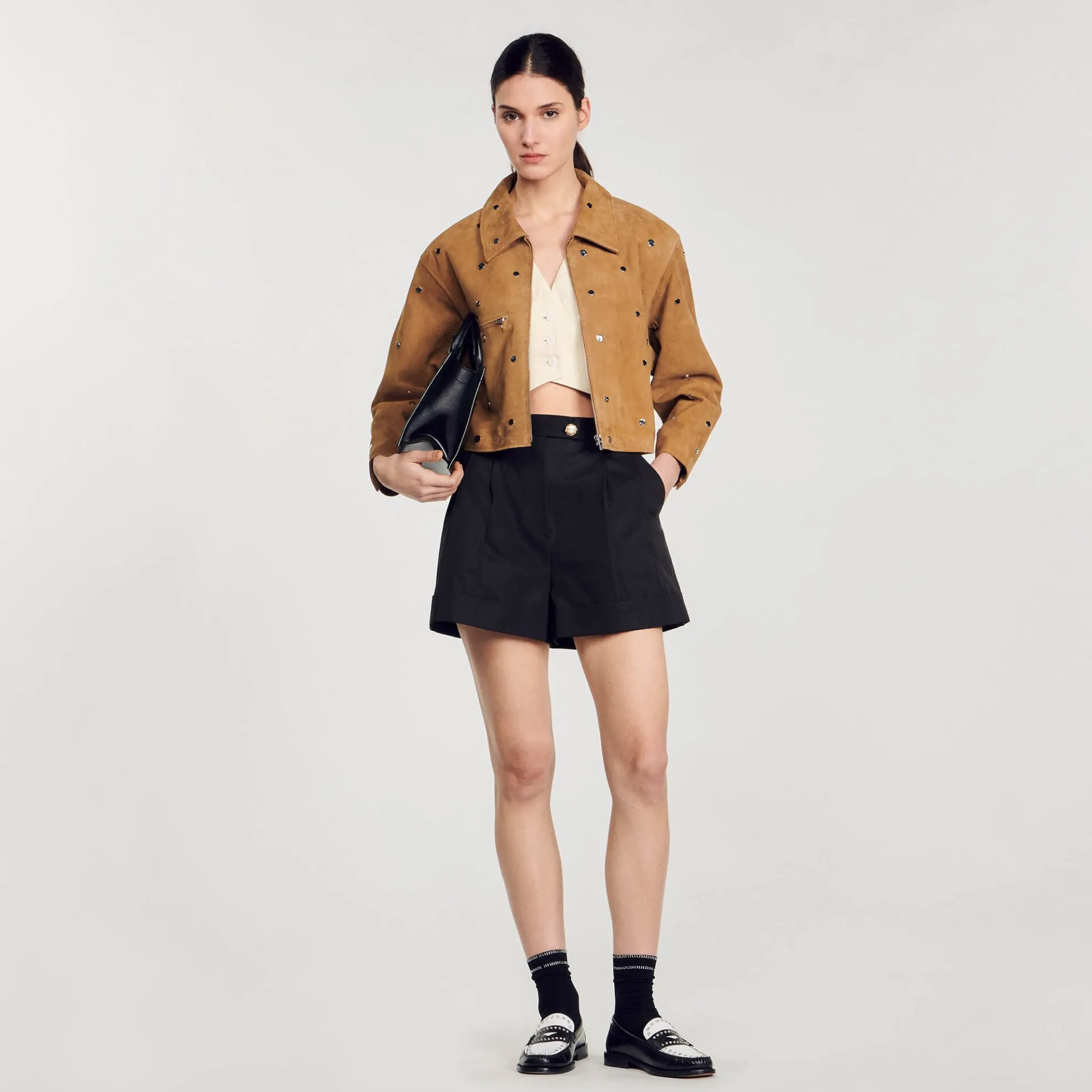 Suède Jas Versierd Met Studs