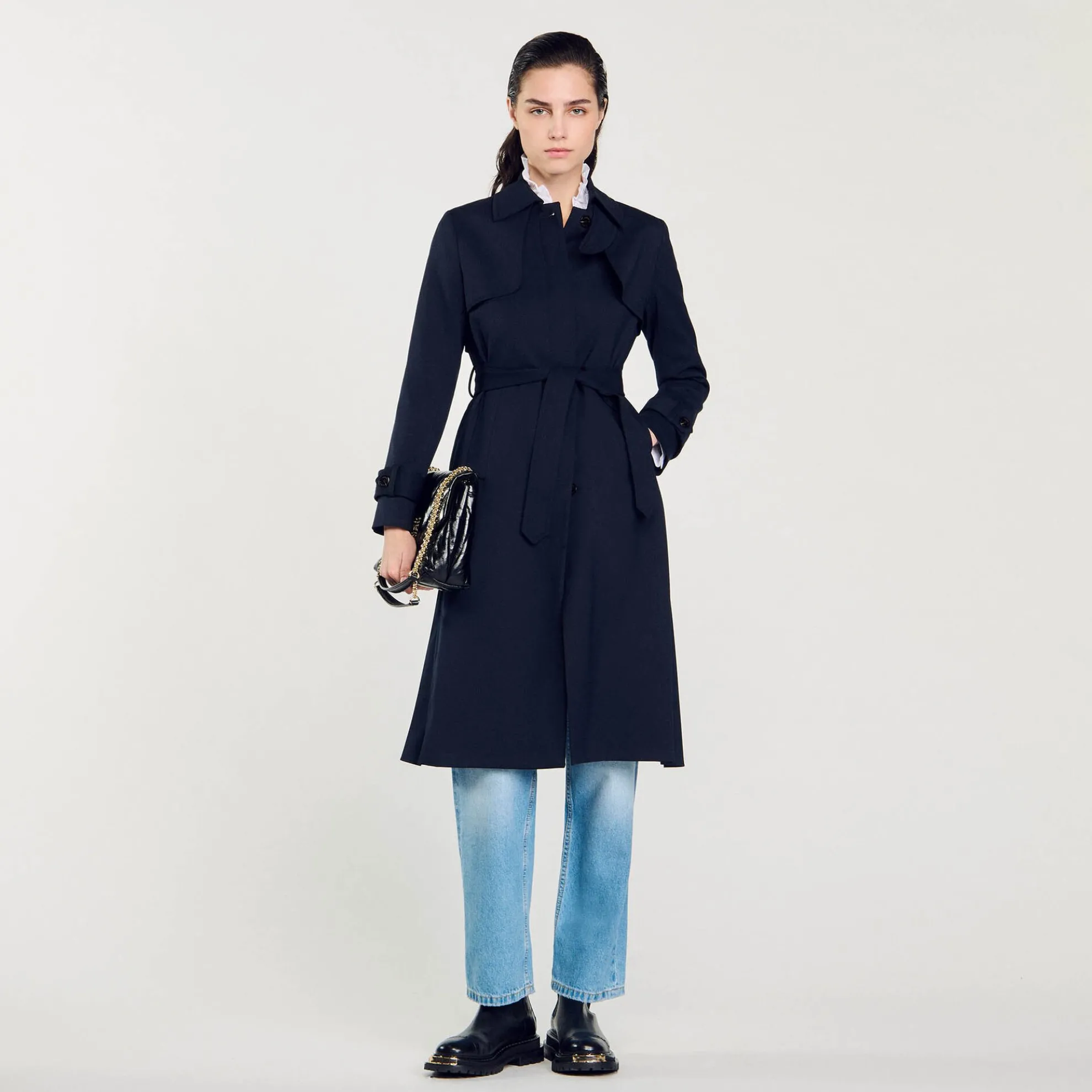 Trenchcoat Met Geplooid Inzetstuk