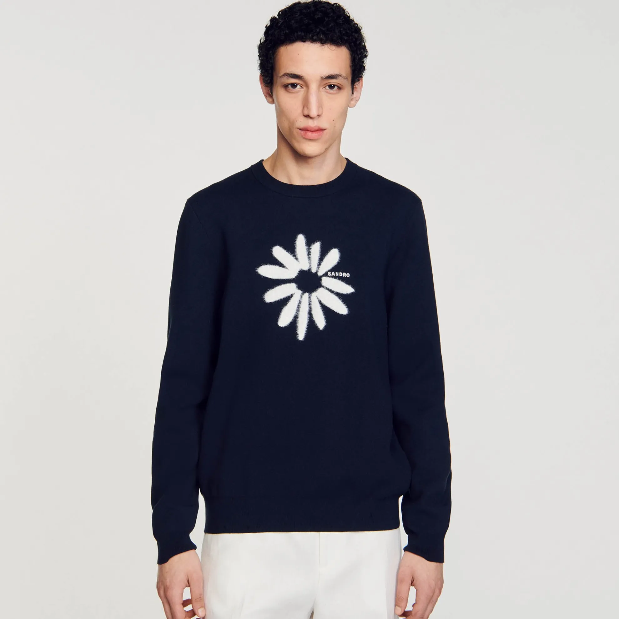 Trui Jacquard Met Bloemmotief