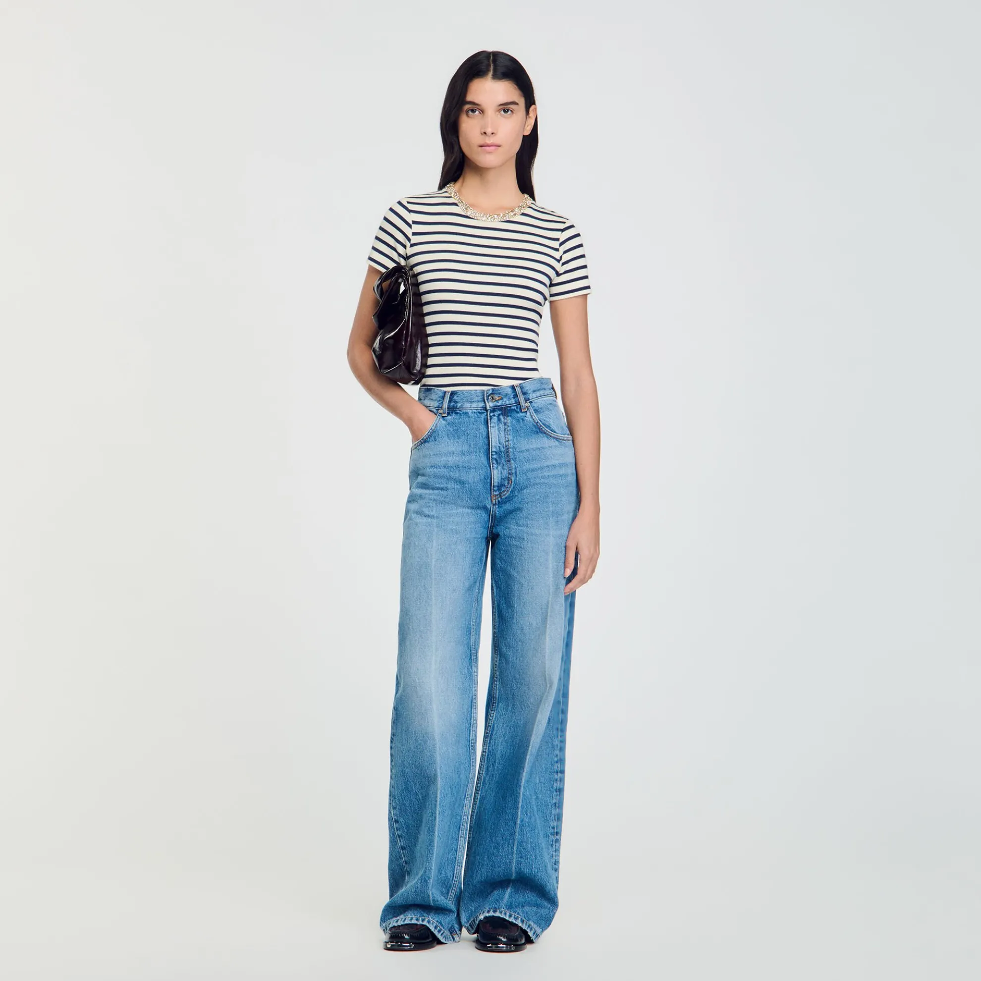 T-shirt Gestreept Met Stras