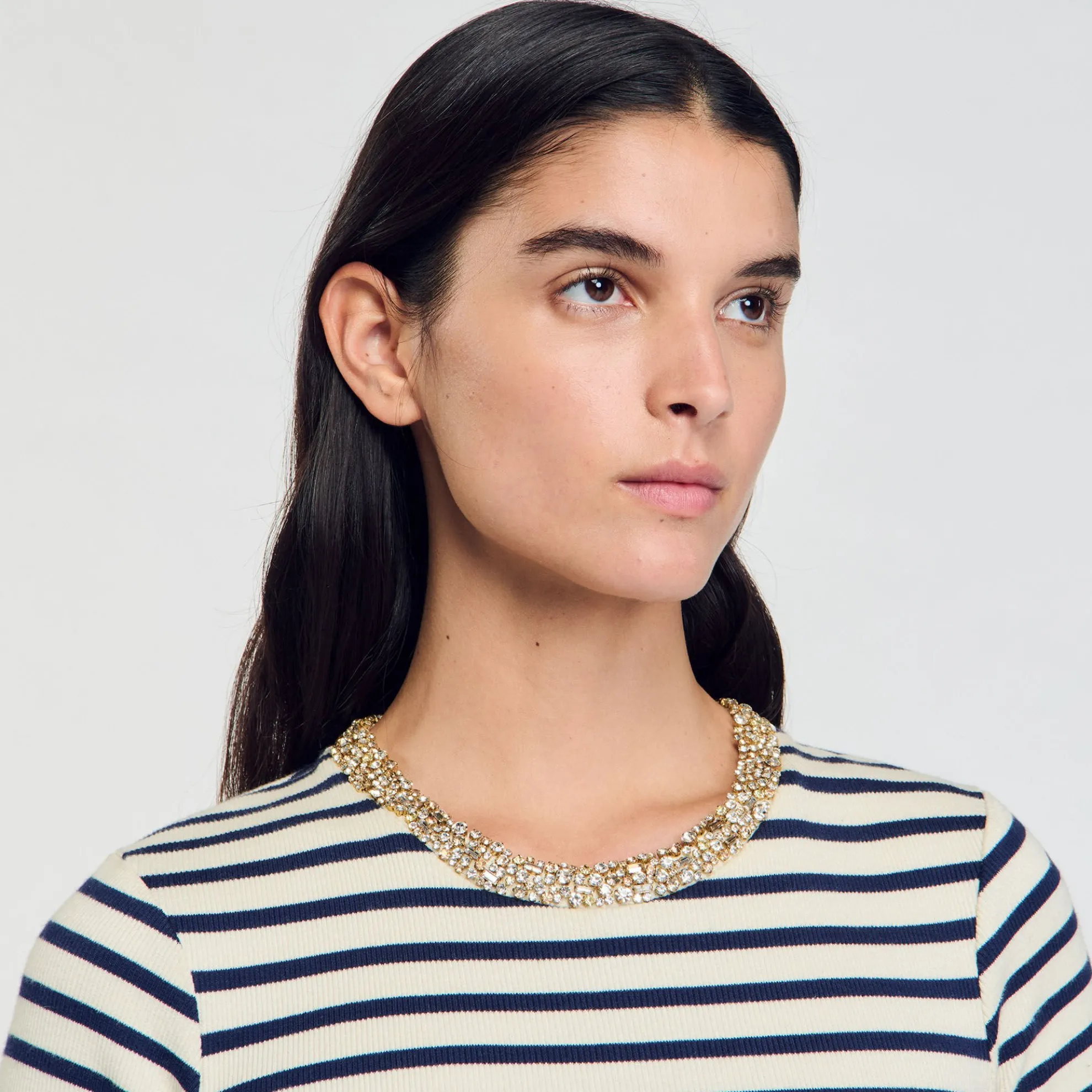 T-shirt Gestreept Met Stras