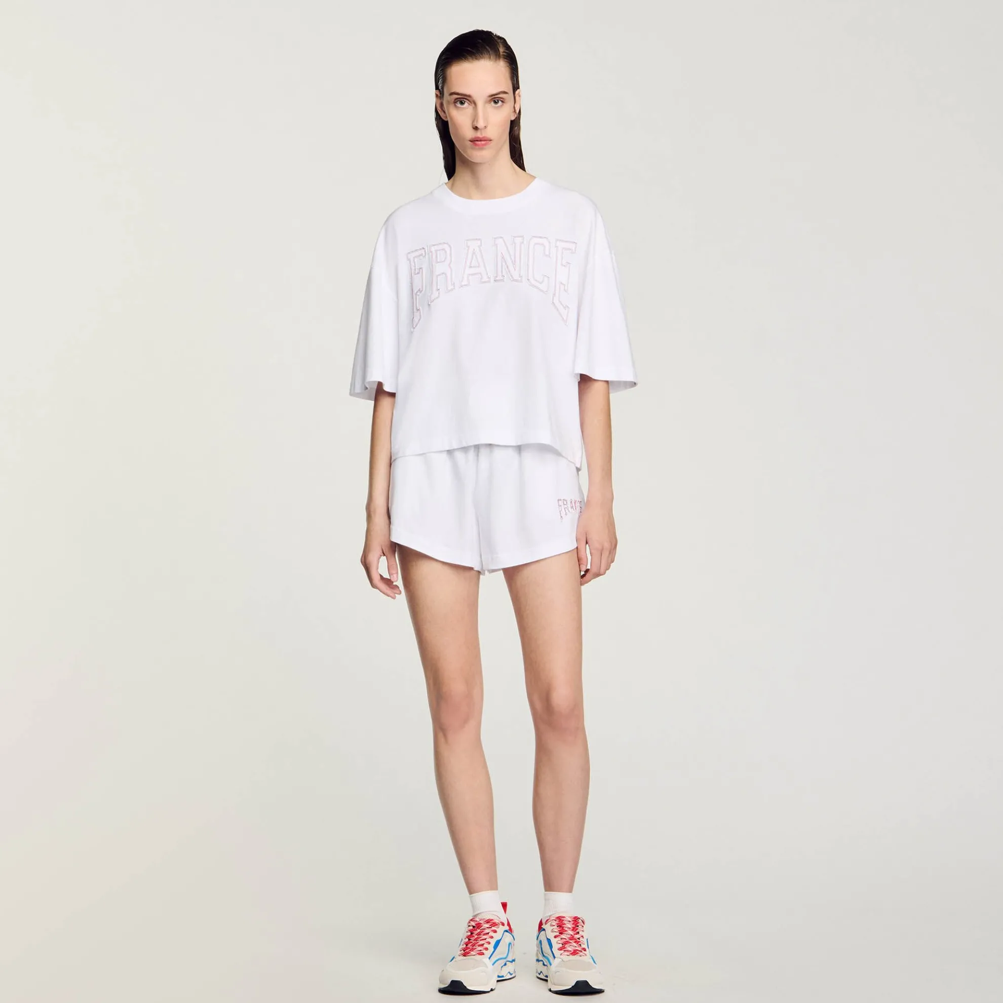 T-shirt Kort Geborduurd France