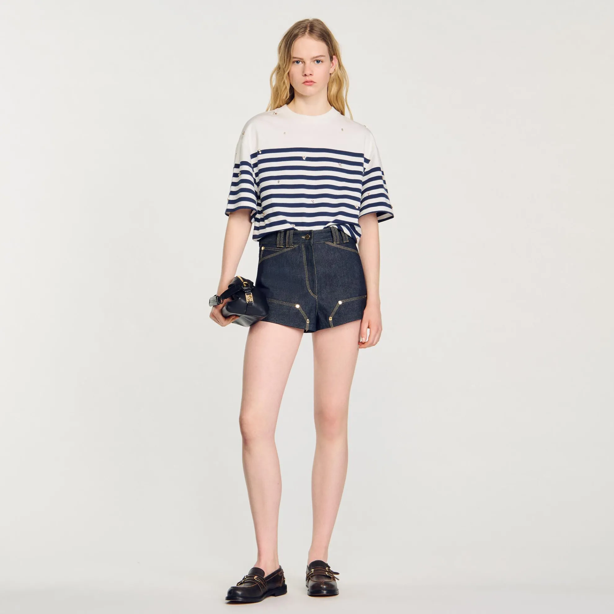 T-shirt Maritieme Stijl Met Stras
