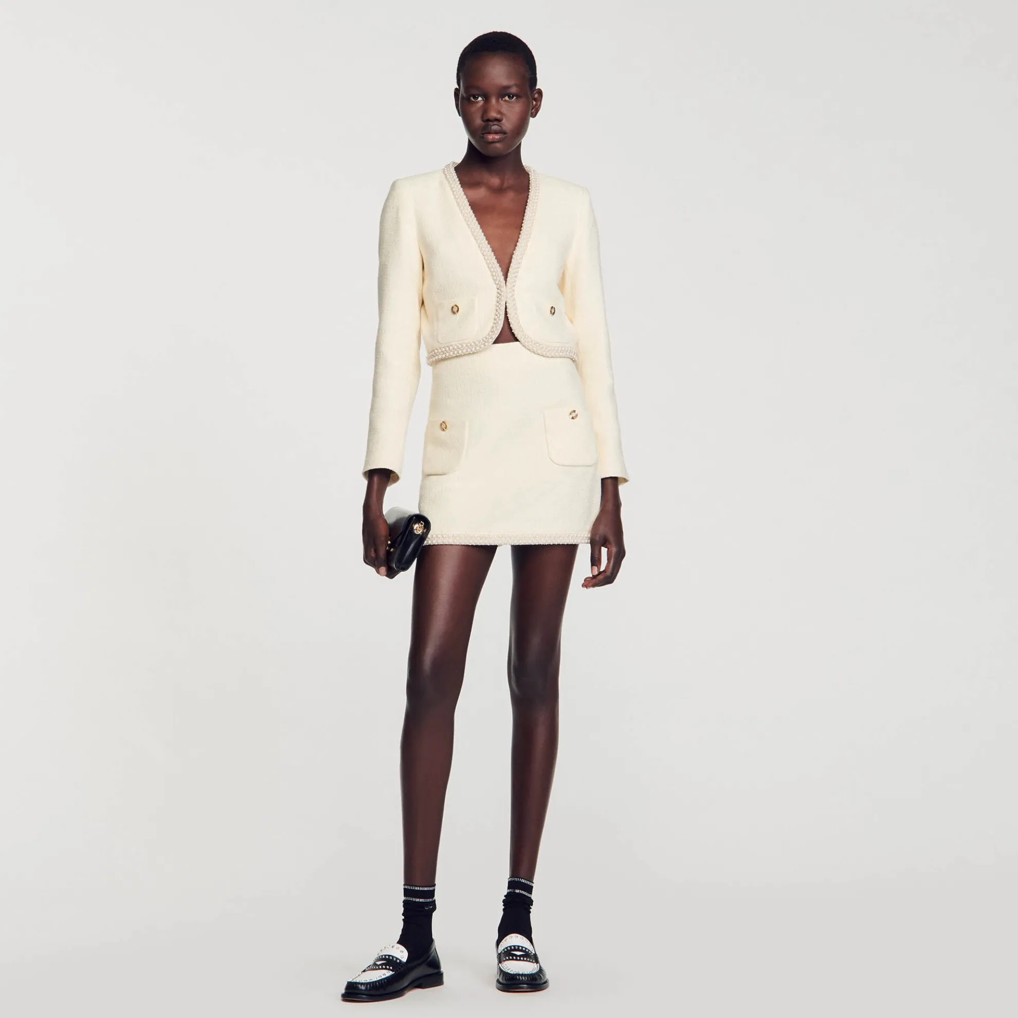 Tweed Rok Met Parels