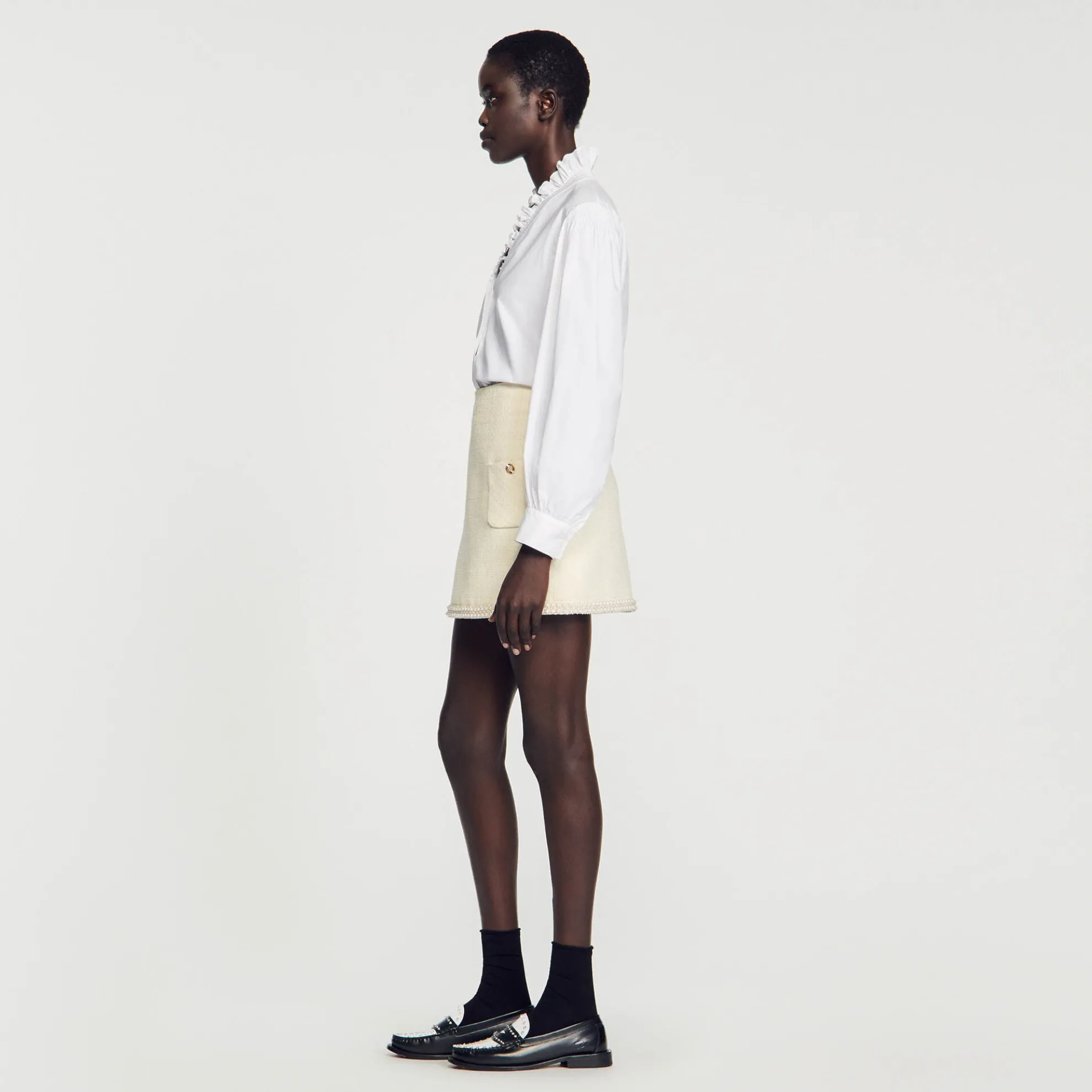 Tweed Rok Met Parels