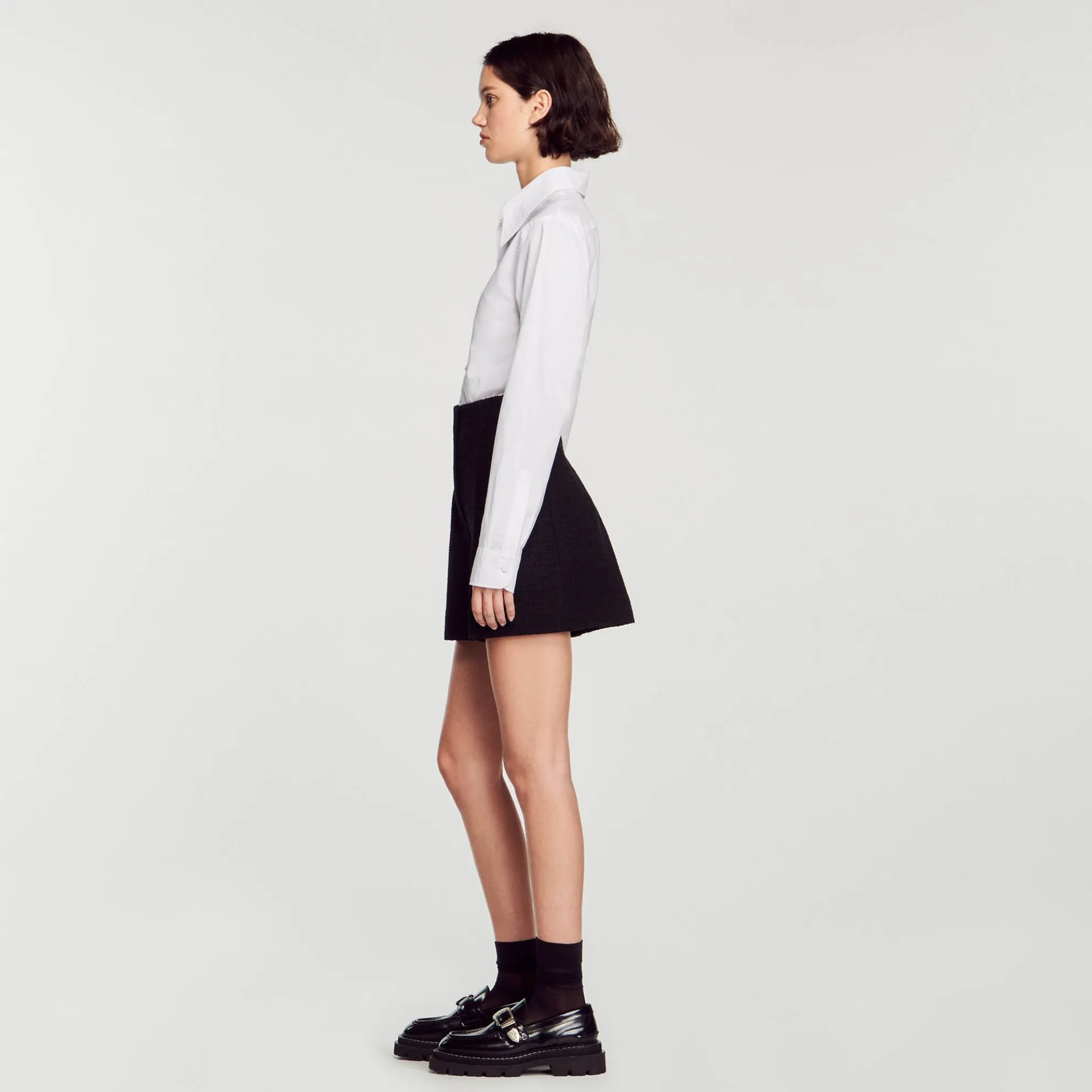 Tweed Short Met Hoge Taille