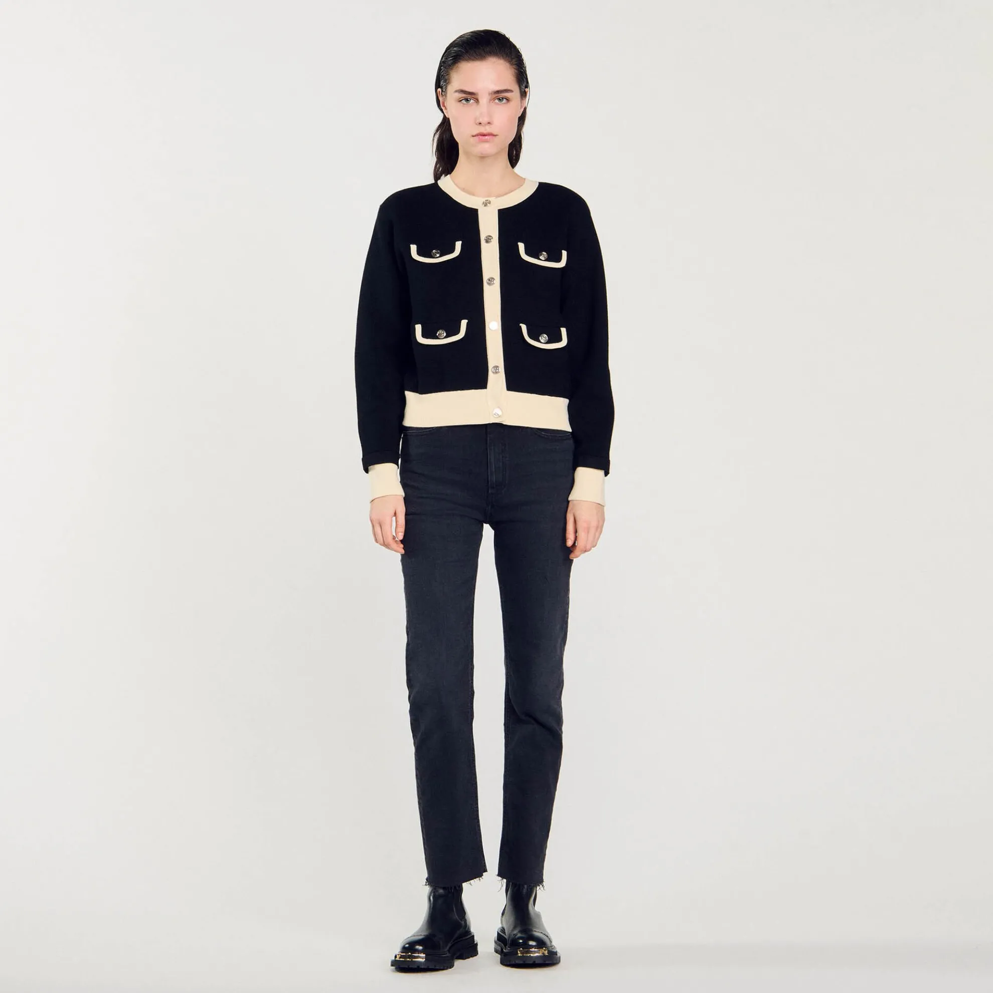 Tweekleurig Vest Met Knopen