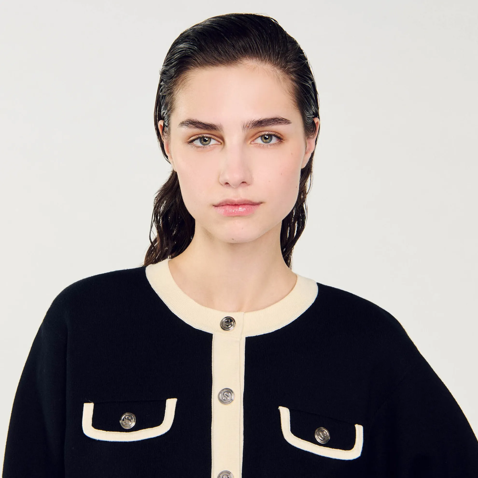 Tweekleurig Vest Met Knopen