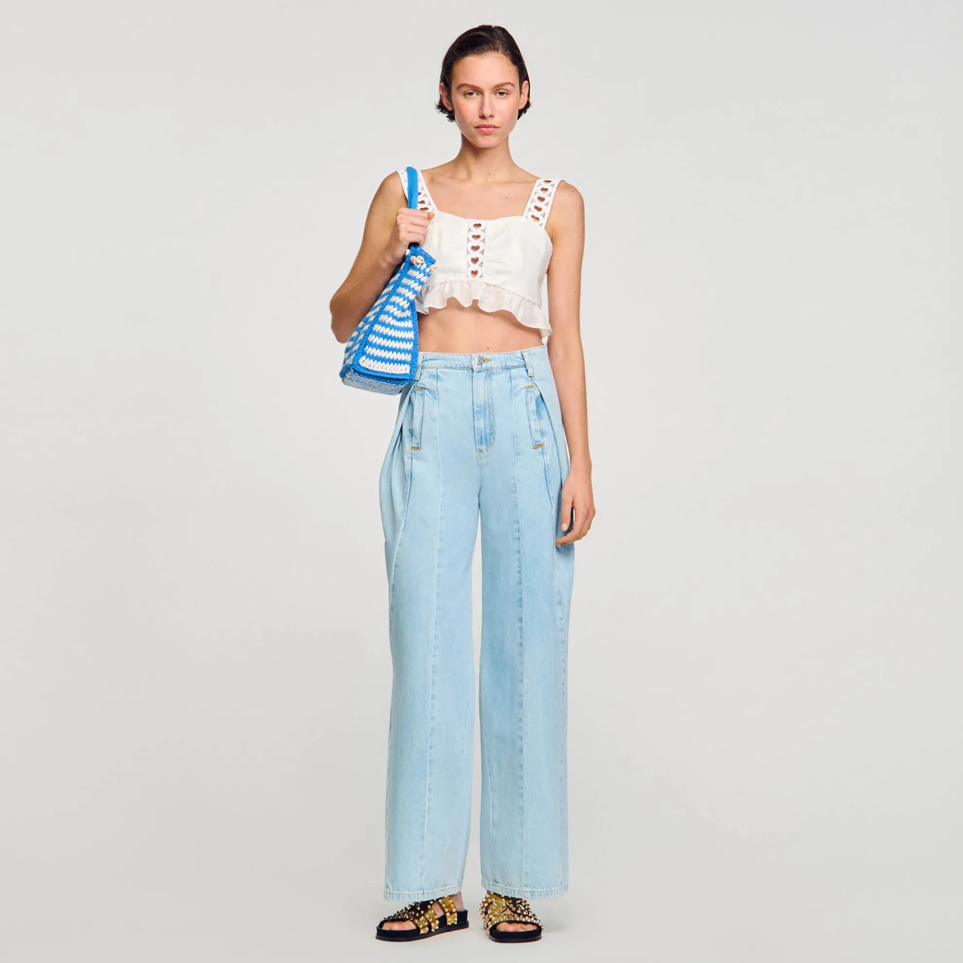 Wijdvallende Jeans Stolpplooien