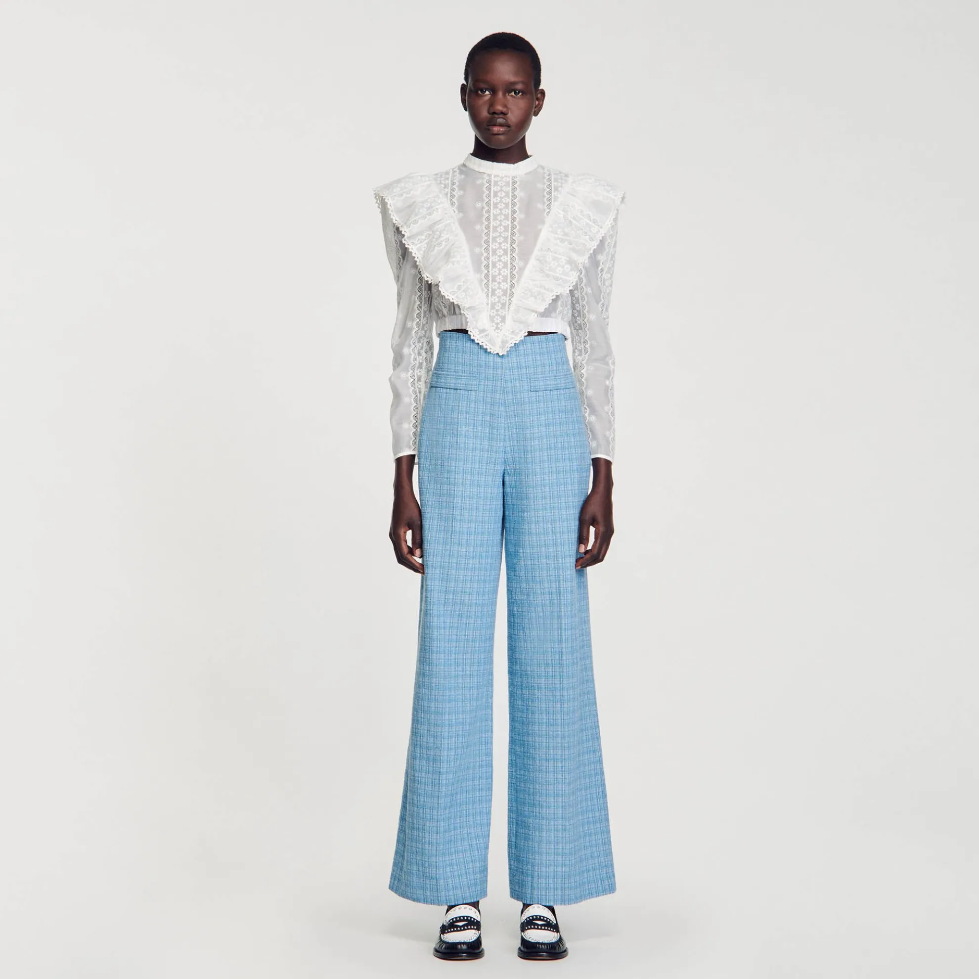 Wijdvallende Pantalon Van Tweed