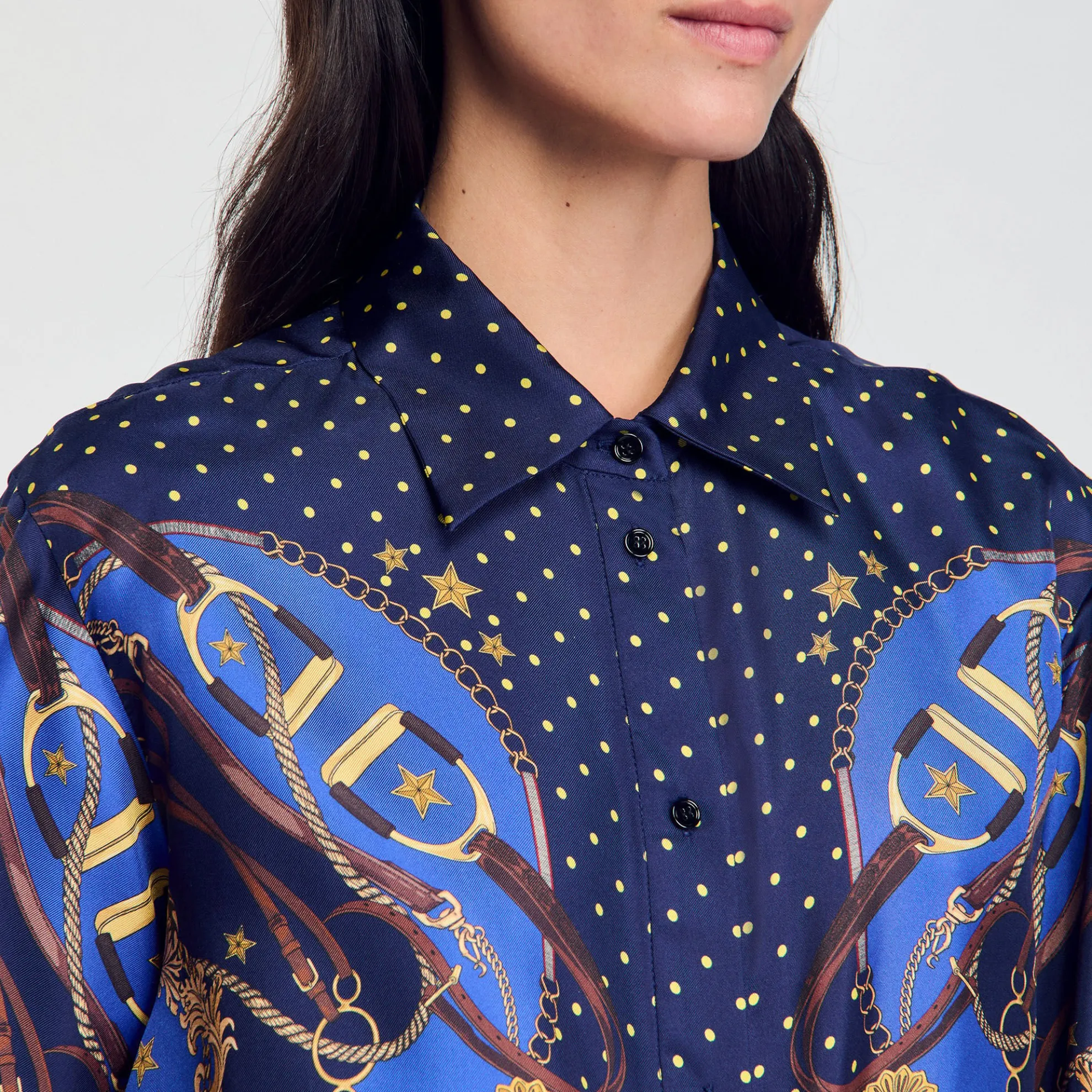 Zijden Blouse Met Print